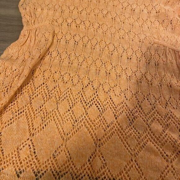 Moth Anthropologie peach linen blend crochet sleeveless hooded pullover top sz M - Picture 3 of 8